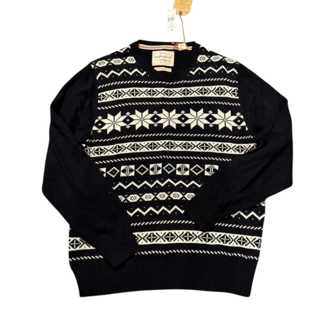 Weatherproof Black and White Crewneck Sweater